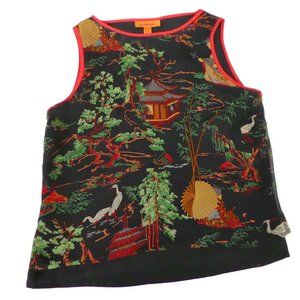 Harari Silk Top Japanese Gardens Lined Ringer S